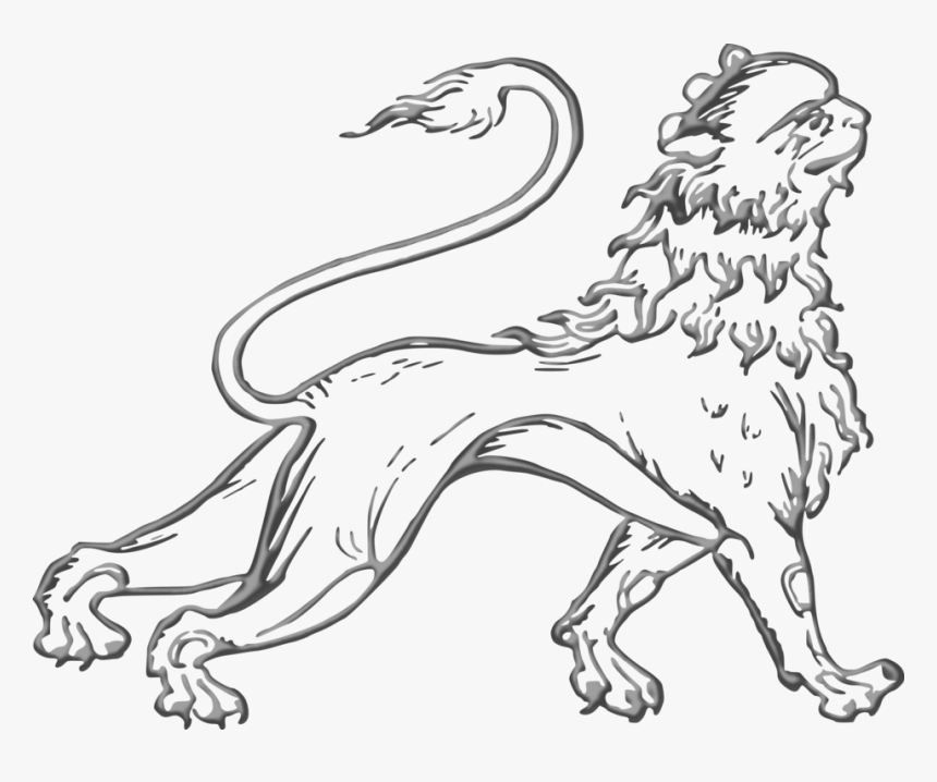 Line Art,wildlife,tail - Gambar Dekoratif Singa, HD Png Download, Free Download