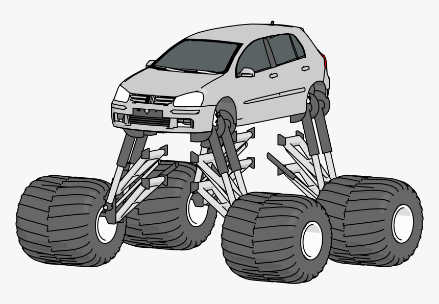 Volkswagen Golf With Monster Truck Wheels Clipart Png - Monster Truck, Transparent Png, Free Download