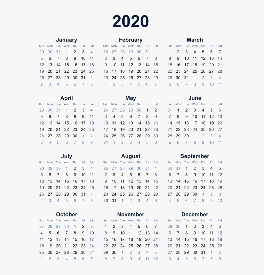 12 Month 2019 Printable Calendar, HD Png Download, Free Download