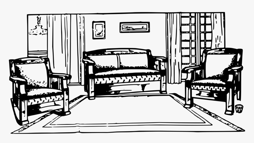 Livingroom Clipart Black And White, HD Png Download, Free Download