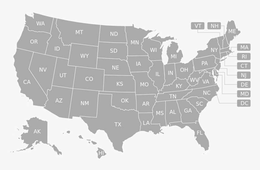 Us Map W Labels, HD Png Download, Free Download