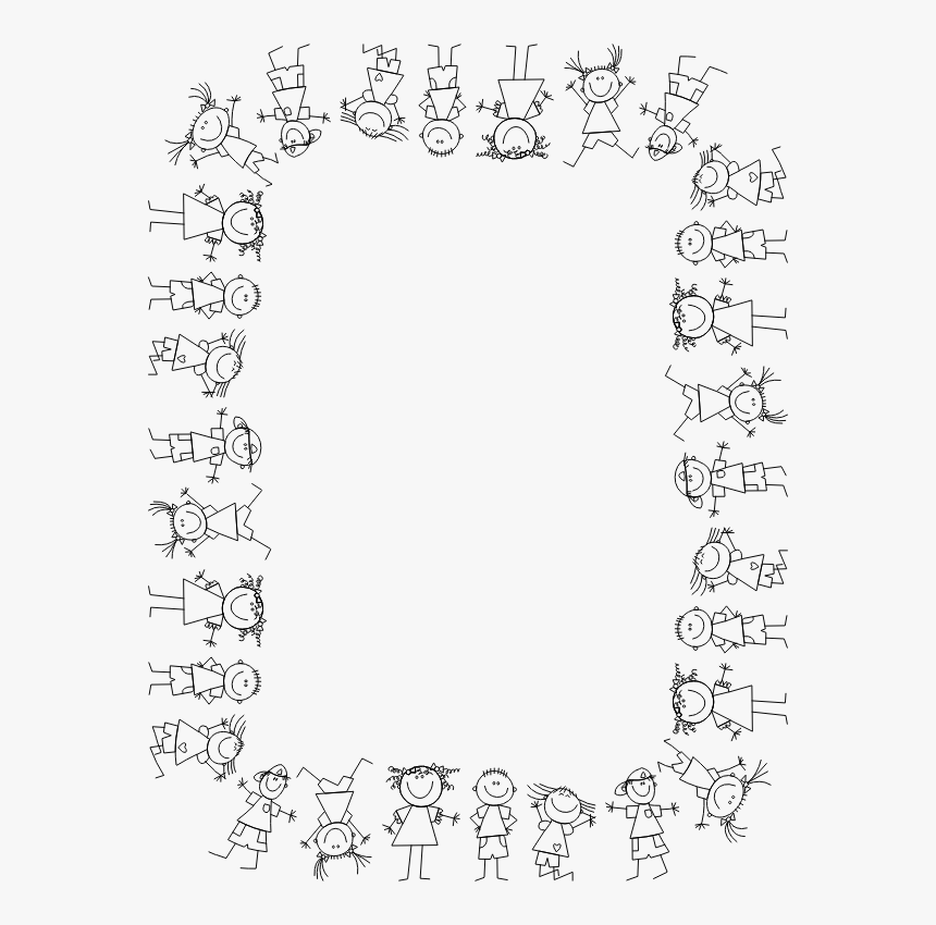 Kids Outline Frame - Black And White Children Frame Png, Transparent Png, Free Download