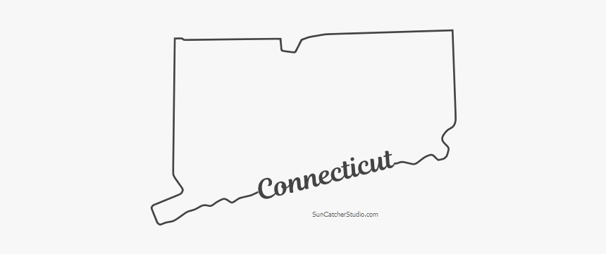 Free Connecticut Outline With State Name On Border, - Line Art, HD Png Download, Free Download