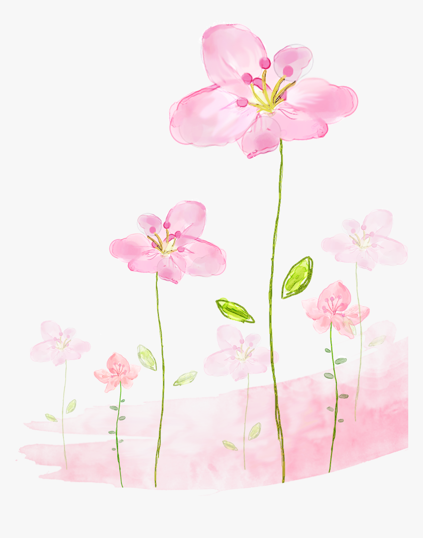 Flowers Background Png - Watercolor Pink Flower Background, Transparent Png, Free Download