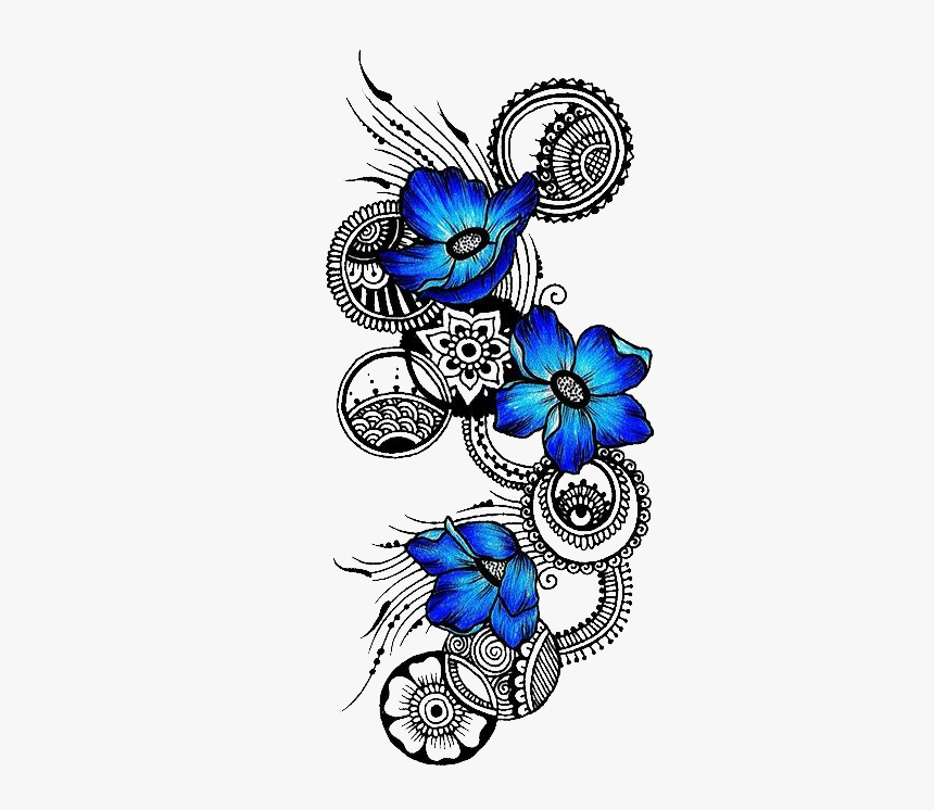 Tattoo Flower Symbol Flowers Scarification Drawing - Blue Flower Tribal Tattoo, HD Png Download, Free Download