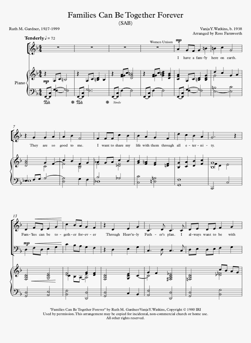 Sheet Music Picture - Families Can Be Together Forever Easy Guitar, HD Png Download, Free Download