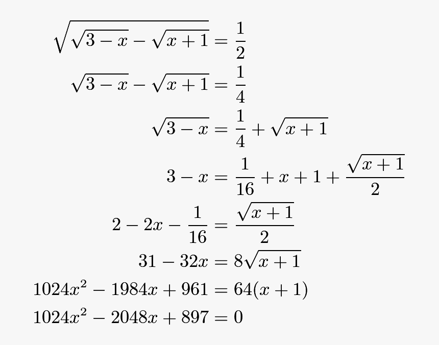 Egin{align*} Sqrt{sqrt{3 X} Sqrt{x 1}} &= Dfrac{1}{2} - X 1 2 Square Root, HD Png Download, Free Download