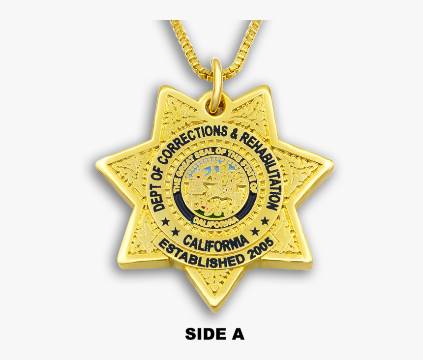 Cdc/cdcr Double-sided Necklace & Gold Chain California - Pendant, HD Png Download, Free Download