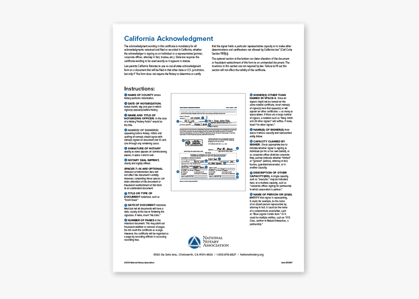 California Acknowledgment - California All Purpose Acknowledgement 2019, HD Png Download, Free Download