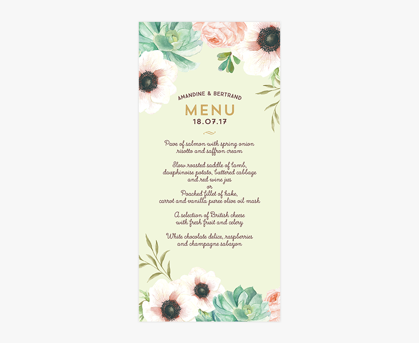 Invitation Mariage Personnalise Fleurs Pink Mint Bouquet - Numero Table Mariage A Imprimer, HD Png Download, Free Download