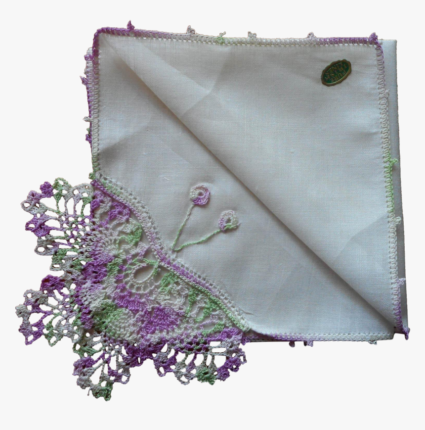 Vintage Hankie Irish Linen Crocheted Lace Butterfly - Embroidery, HD Png Download, Free Download