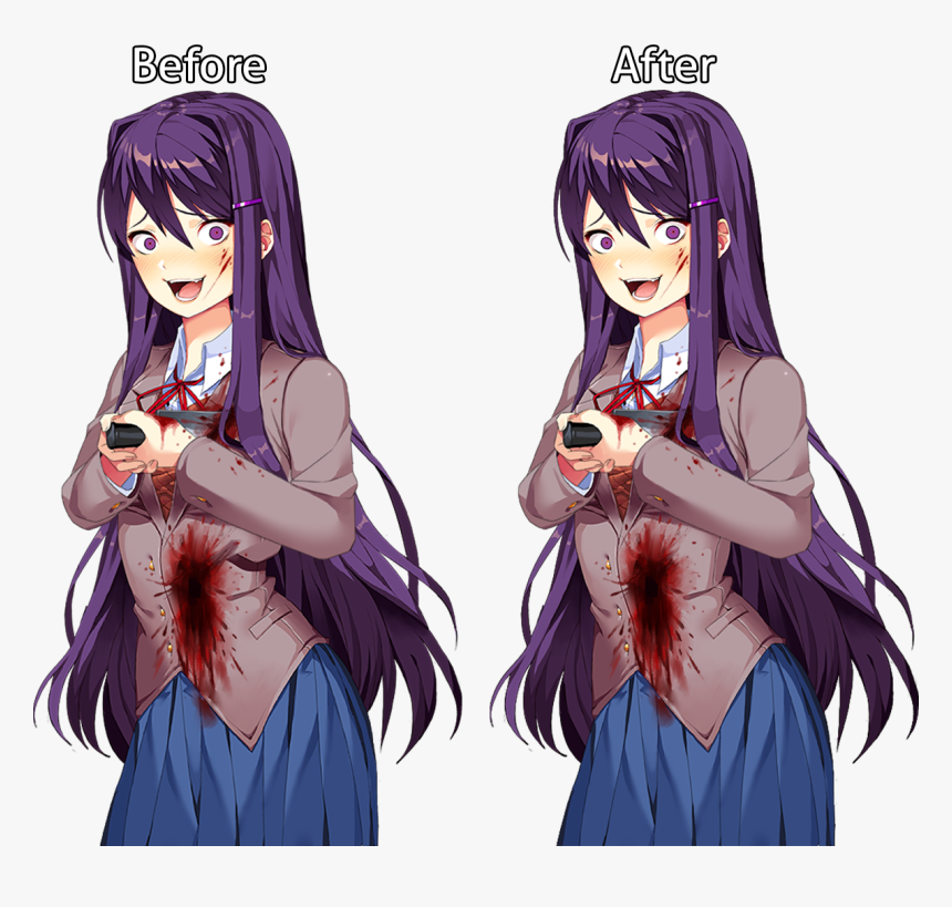 Doki Doki Literature Club Yuri Stab, HD Png Download, Free Download