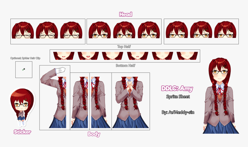 Ddlc Sticker Png - Doki Doki Literature Club Amy, Transparent Png, Free Download