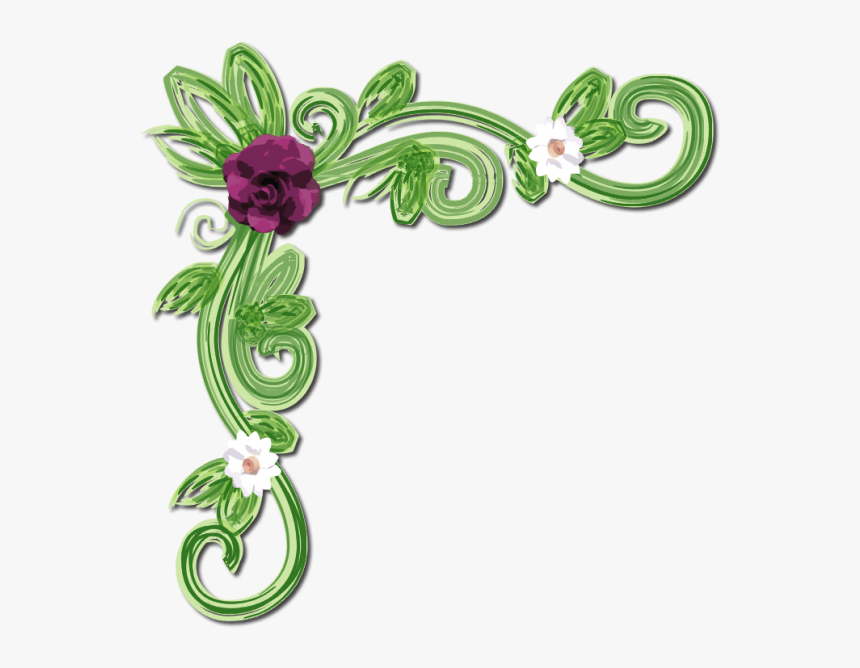 Floral Corner - Green Corner Design Png, Transparent Png, Free Download