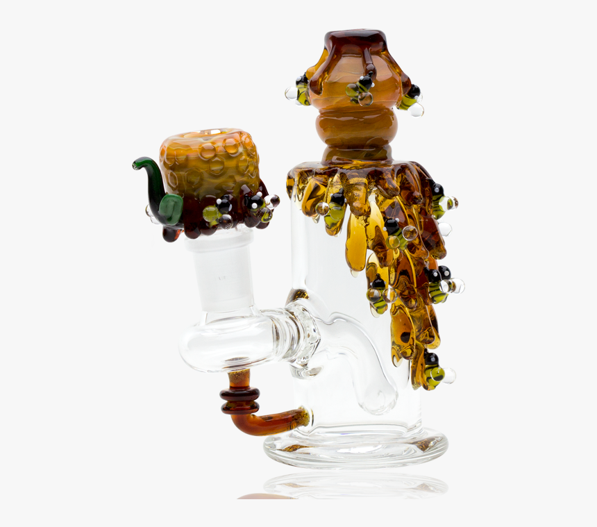 Mini Dab Rig W/ Beehive Theme - Honey Bee Glass Bong, HD Png Download, Free Download