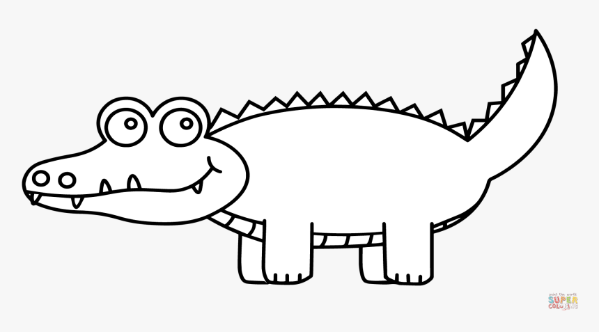 Haz Click En Cocodrilo Lindo De Dibujos Animados - Alligator Black And White Clip Art, HD Png Download, Free Download