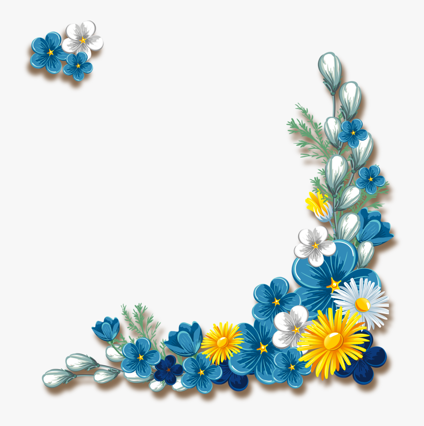 Marcos De Flores Azul Png , Png Download - Flower Border Png, Transparent Png, Free Download