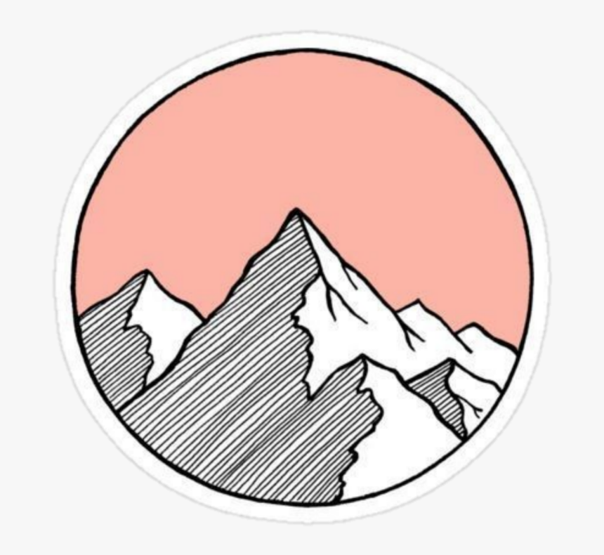 #pink #rosado #parches #montañas #beutiful #tumblr - Easy Mountain Sketch, HD Png Download, Free Download