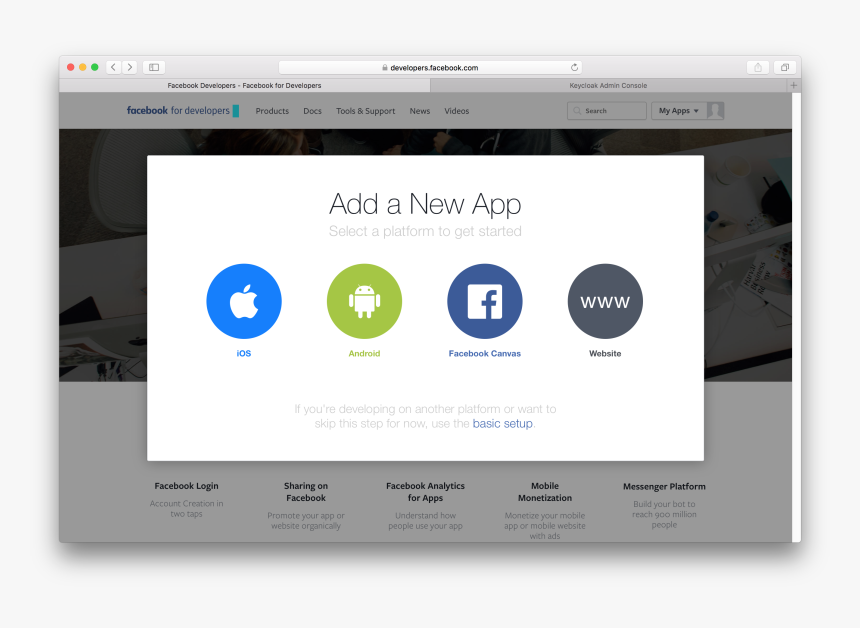 Facebook Add New App Keycloak Login Page Hd Png Download Kindpng