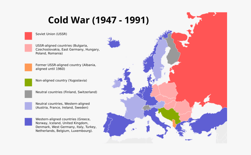 Map Of Europe During Cold War - Communist Nation Outside Soviet Bloc Map, HD Png Download, Free Download