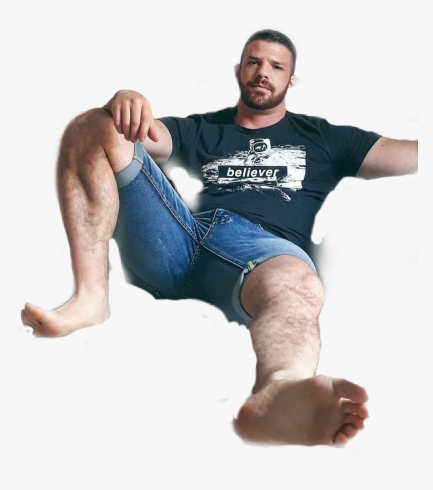 #guy #man #male #dude #bro #denim #tshirt #sexy #hot - Barefoot, HD Png Download, Free Download
