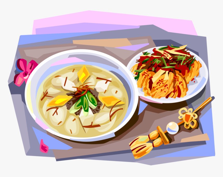 Vector Illustration Of Korean Cuisine Rice-cake Soup - Transparent Korean Food Clipart, HD Png Download, Free Download