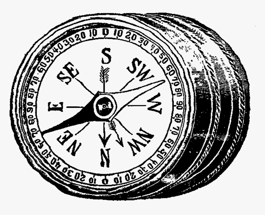 Black And White Vintage Compass Clipart, HD Png Download, Free Download