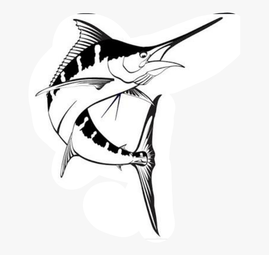 Atlantic Blue Marlin Drawing Billfish Marlin Fishing - Black And White Blue Marlin, HD Png Download, Free Download