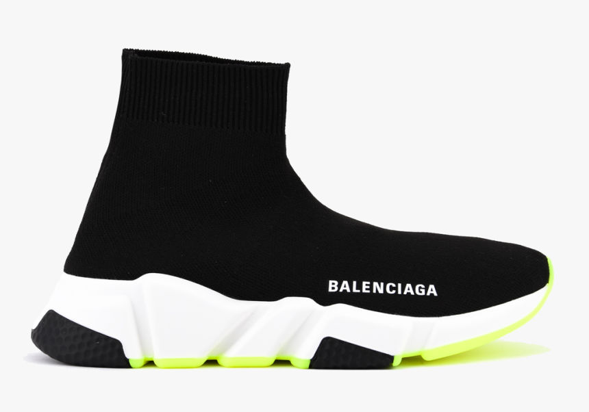 Balenciaga Speed Trainer Black On Black - Balenciaga Speed Trainer Black White Neon, HD Png Download, Free Download