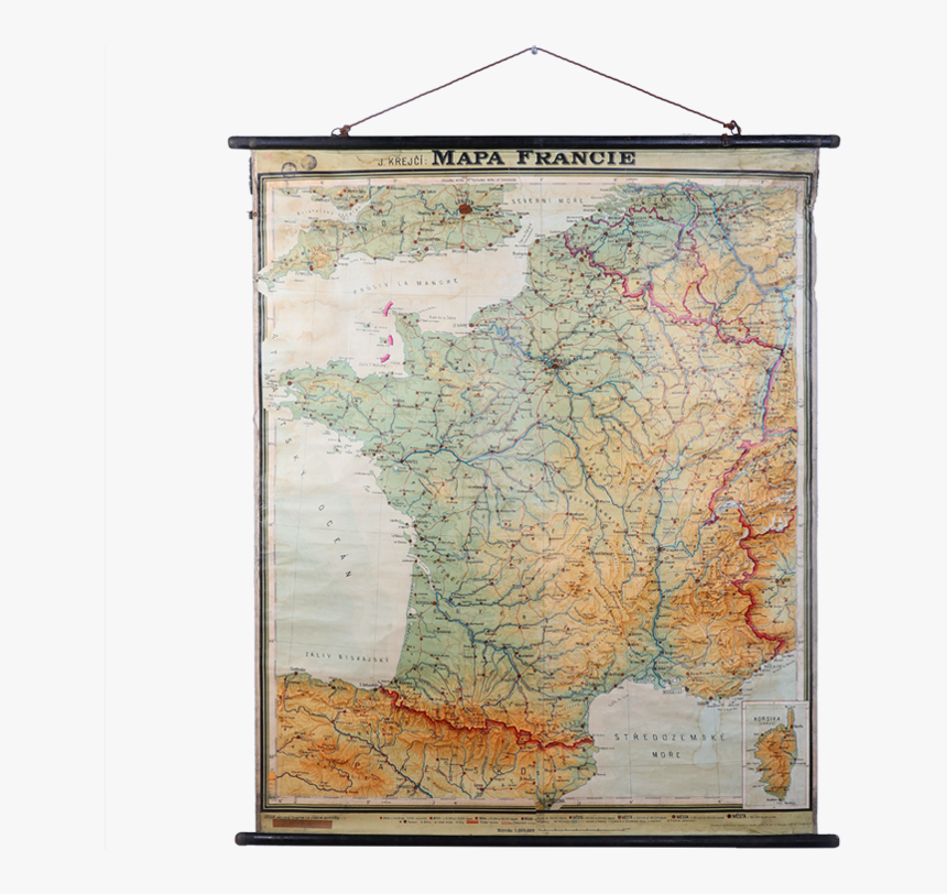 Vintage Map Of France - Atlas, HD Png Download, Free Download