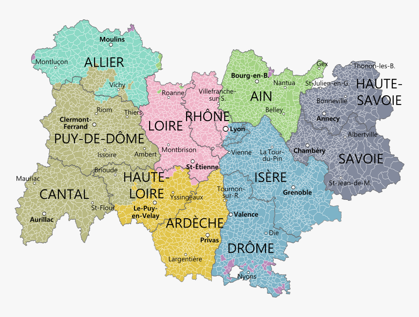 Auvergne Rhône Alpes Departements, HD Png Download, Free Download