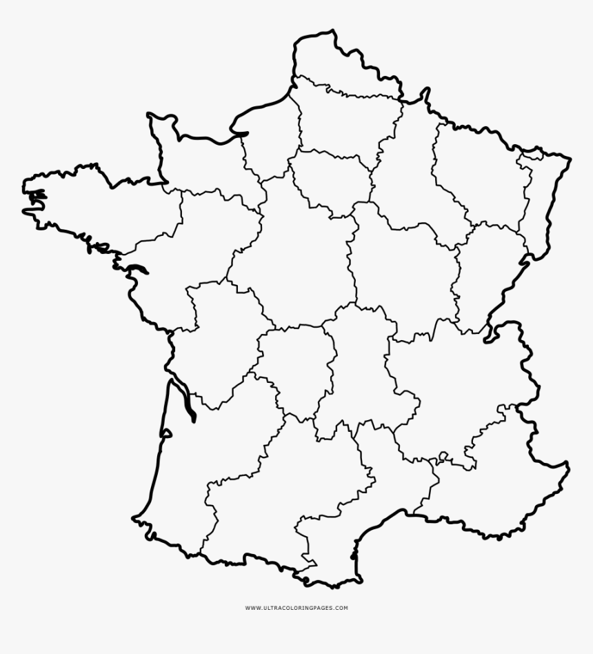 France Map Coloring Page Carte France Regions Png Transparent