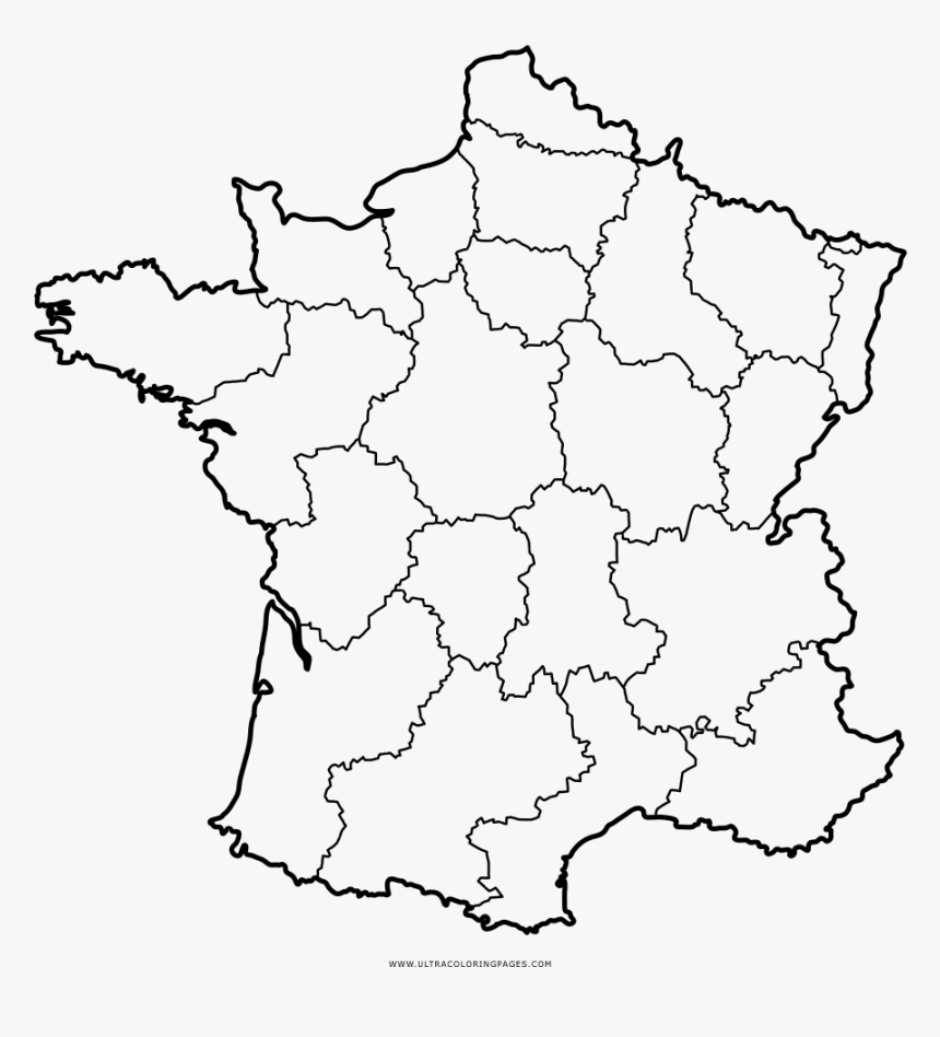 France Map Coloring Page - Carte France Régions Png, Transparent Png, Free Download