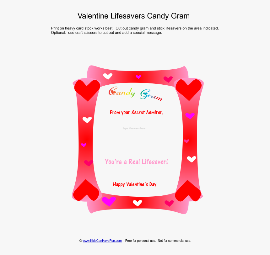 Valentine"s Day Lifesavers Candy Gram , Transparent - Cupcake Valentine Gram, HD Png Download, Free Download