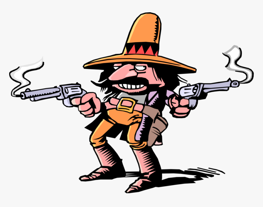 Vector Illustration Of Stereotype Mexican Hombre Bandito - Mexican Bandito Cartoon, HD Png Download, Free Download