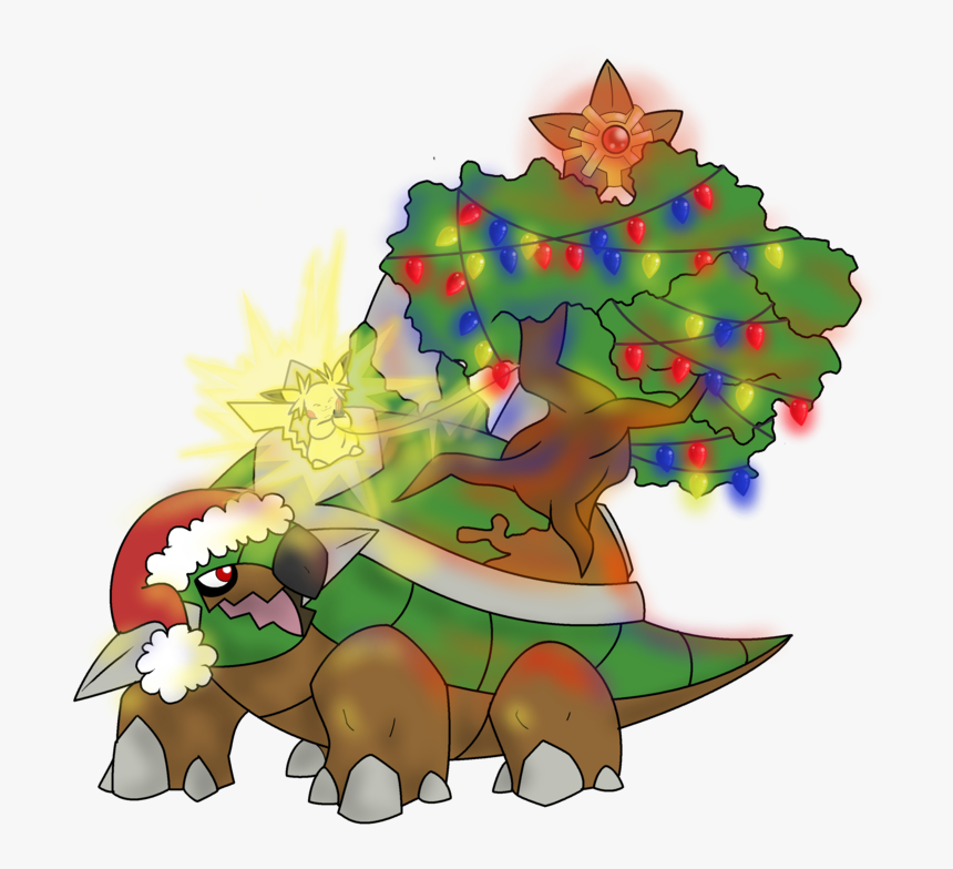 #pokemon #torterra #christmas #santahat #tree #christmastree - Pokemon Christmas Torterra, HD Png Download, Free Download