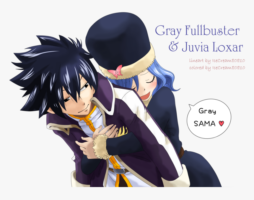 Fairy Tail Meredy And Juvia Hug Lineart - Grey Fullbuster Y Juvia, HD Png Download, Free Download