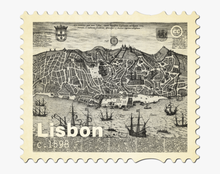 Lisbon Stamp - Lisbon Old Map, HD Png Download, Free Download