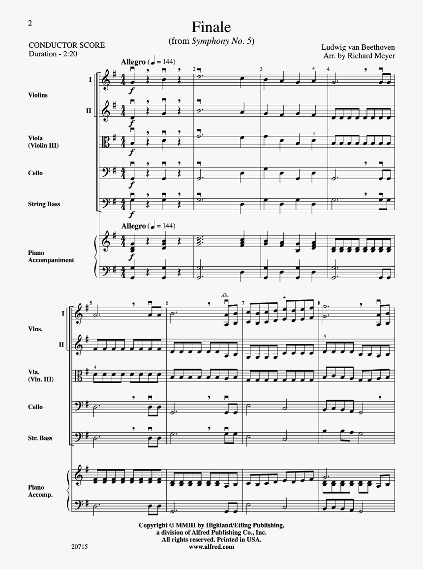 Product Thumbnail - Beethoven Symphony No 5 Finale Sheet Music, HD Png Download, Free Download