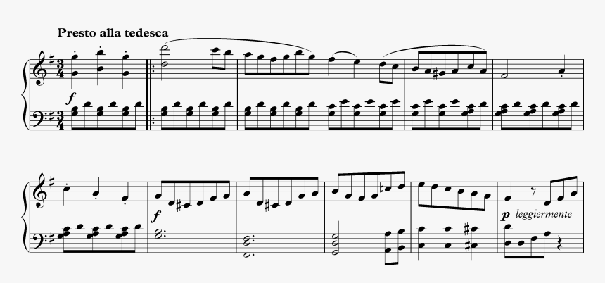 25 In G Major, Op - Beethoven Presto Alla Tedesca, HD Png Download, Free Download