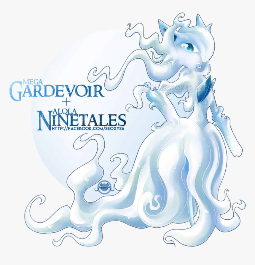 [open] Alola Ninetales X Mega Gardevoir By Seoxys6 - Ninetails Gardevoir Fusion, HD Png Download, Free Download