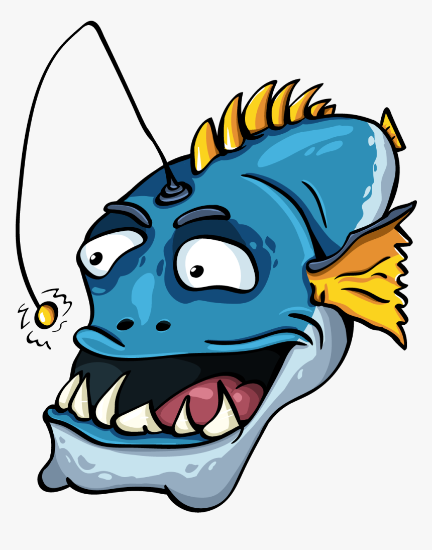 Angler Fish, Fishes, Funny, Blue, Jaw - Background Ikan Nila Animasi, HD Png Download, Free Download