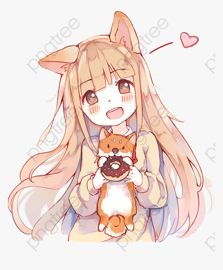 Anime Clipart Transparent - Anime Girl Holding Cat, HD Png Download, Free Download