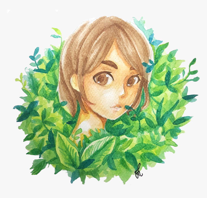 Ame Senpai Gallery Art Green Girl Painted - Illustration, HD Png Download, Free Download