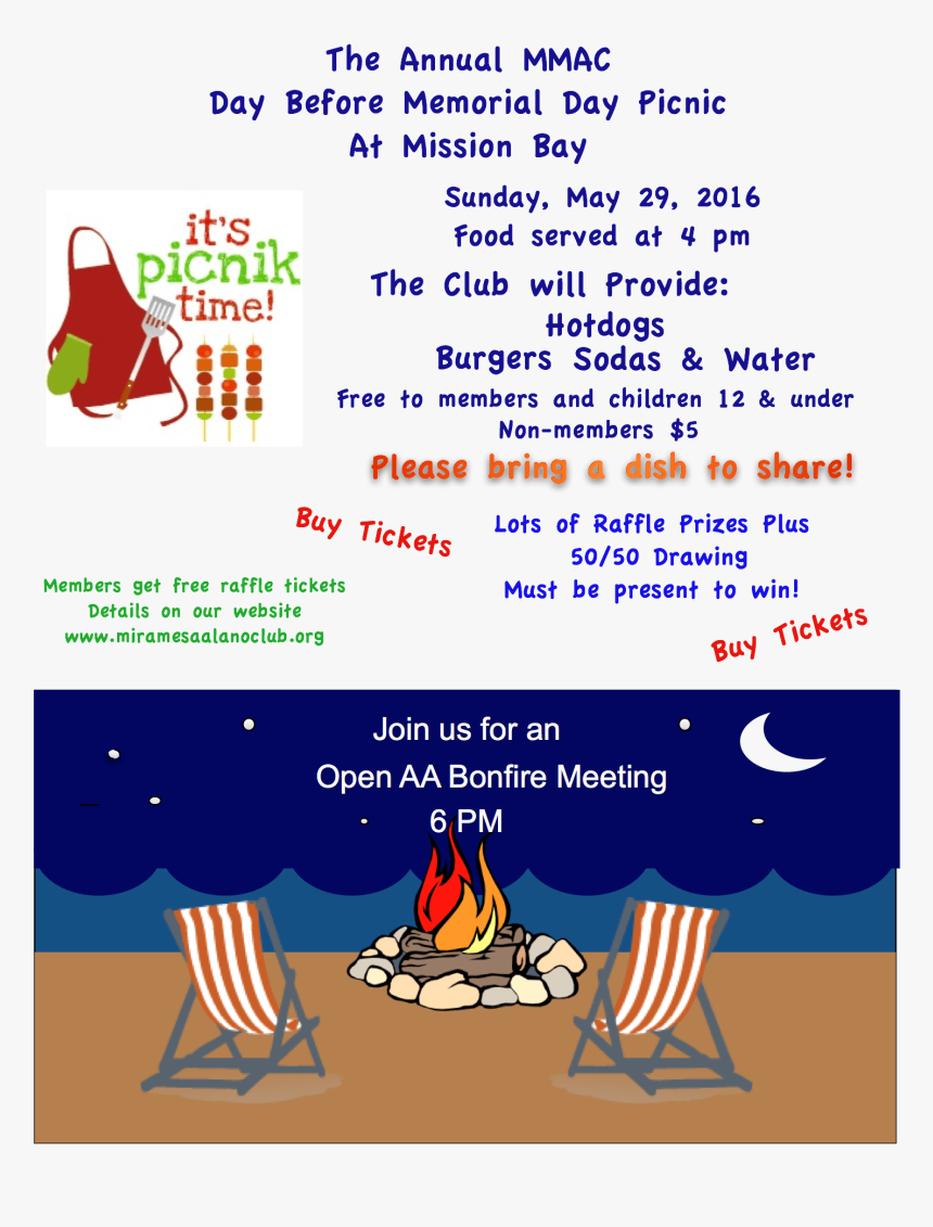 2016 Memorial Weekend Picnic - Picnic Clip Art, HD Png Download, Free Download