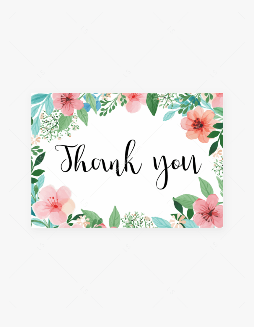 Floral Thank You Cards Printable By Littlesizzle - Thank You Card Floral, HD Png Download, Free Download