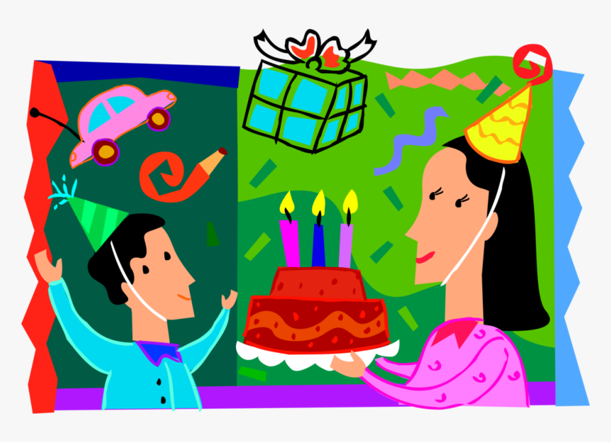 Vector Illustration Of Mother Surprises Son With Birthday - Illustration, HD Png Download, Free Download