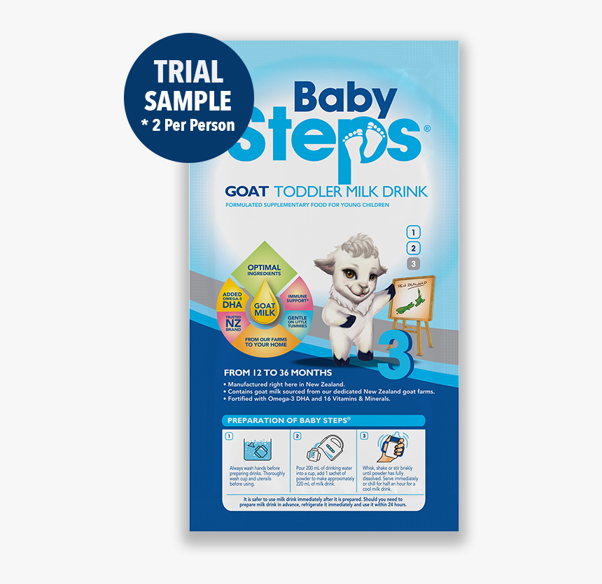Toddler Milk Drink Sachet From 1 To 3 Years - Baby Steps Goat Milk Powder Stage 3, HD Png Download, Free Download