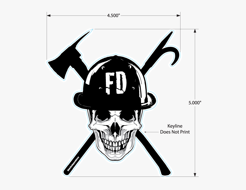 Firefighter Skull Decal - Firefighter Axe Cross Png, Transparent Png, Free Download