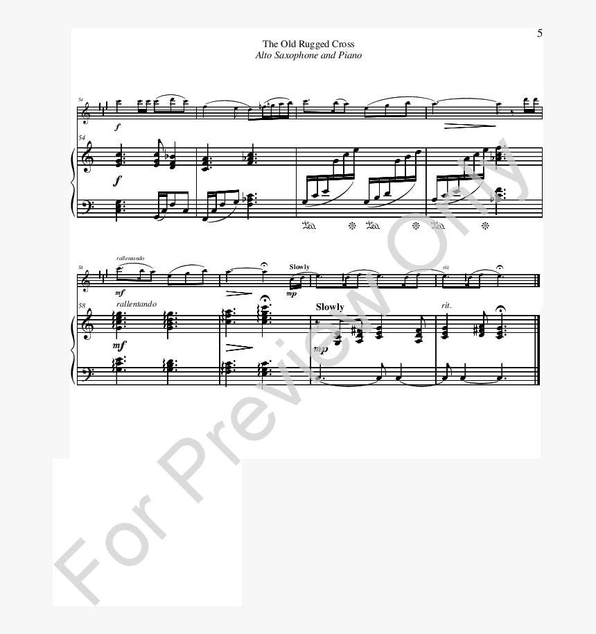 The Old Rugged Cross Thumbnail - Sheet Music, HD Png Download, Free Download